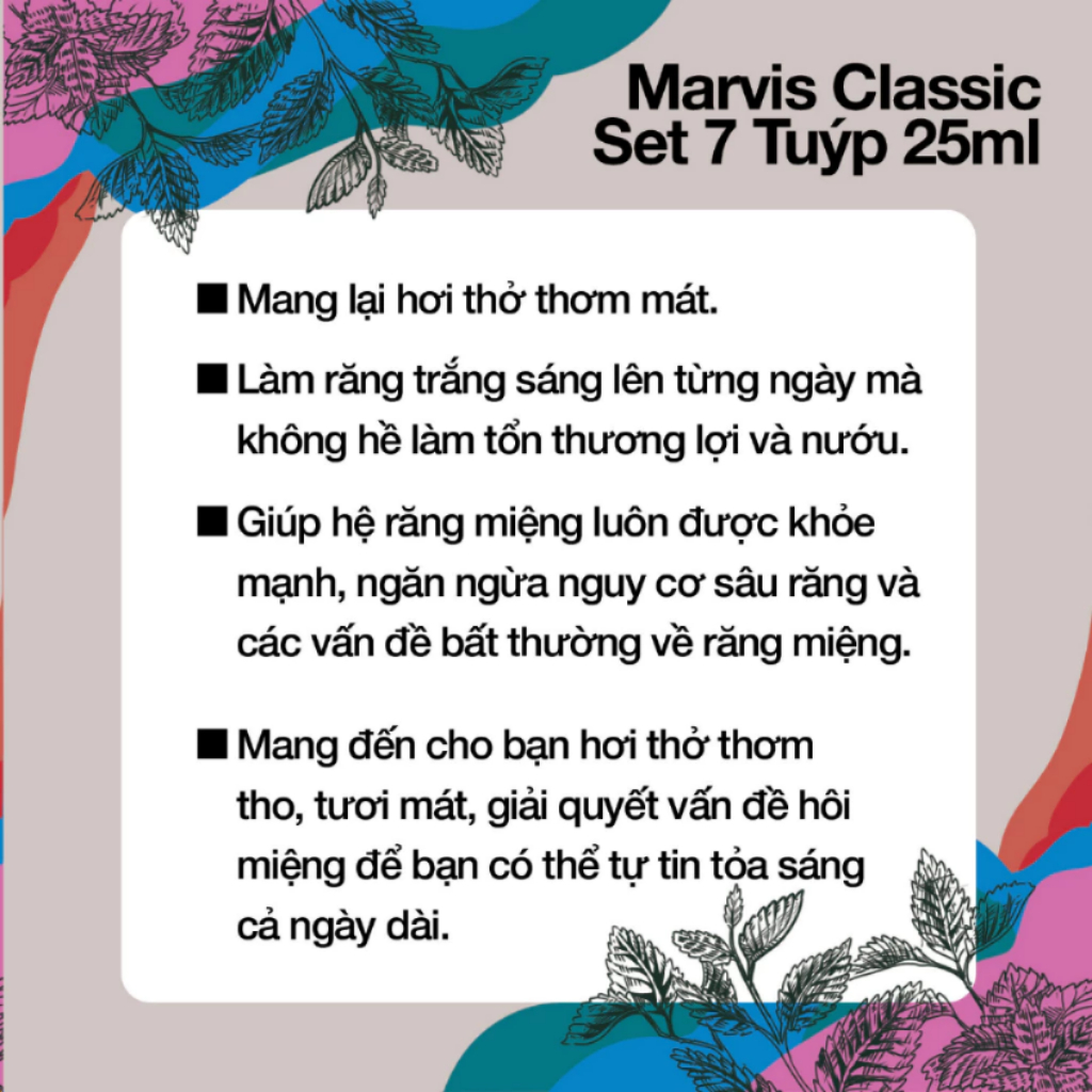 Kem Đánh Răng Marvis Mini - Đủ 8 Hương Vị, Sạch Răng Thơm Miệng Trắng Răng, Nhỏ Gọn Cho Du Lịch 10ML/25ML (Tuýt No Box)