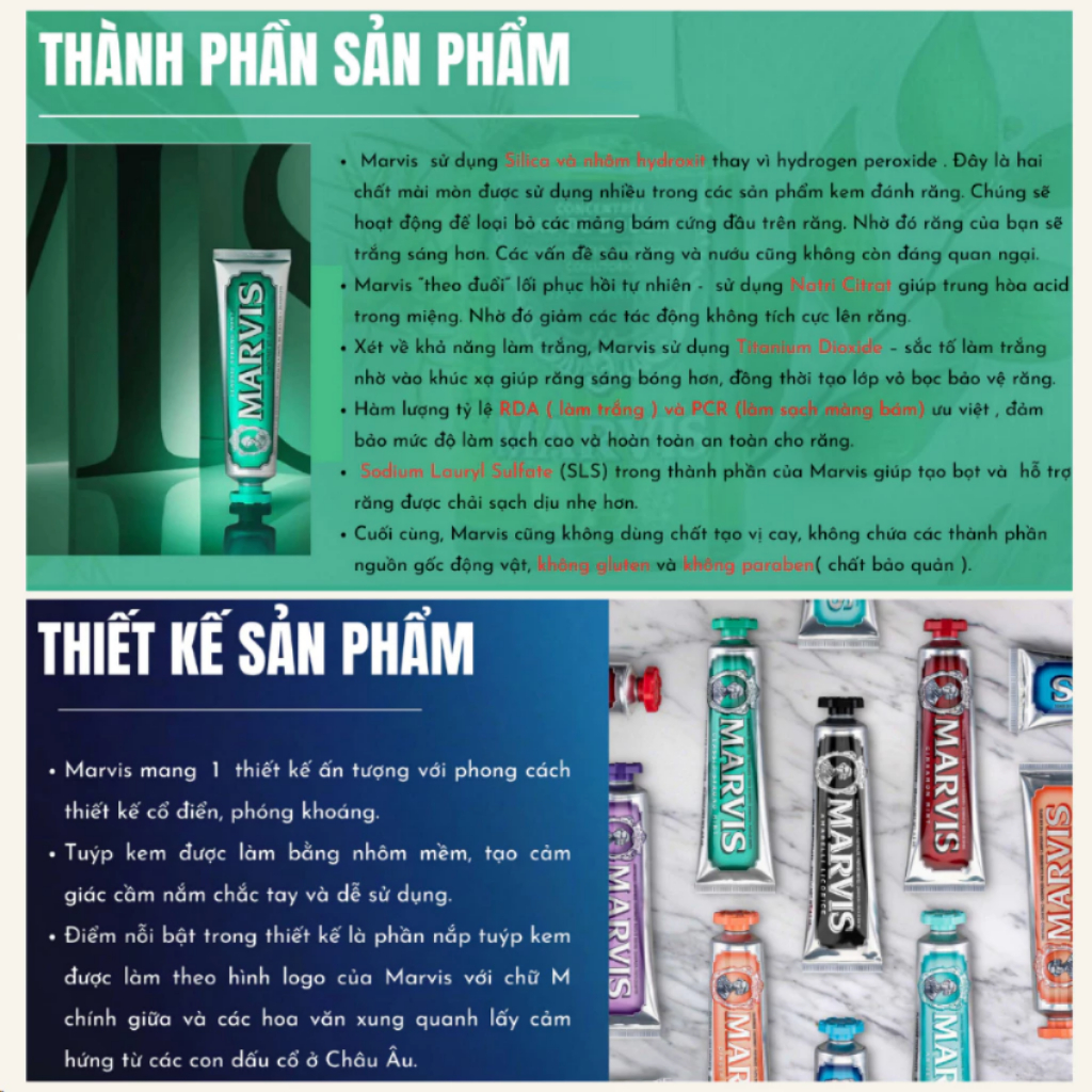 Kem Đánh Răng Marvis Mini - Đủ 8 Hương Vị, Sạch Răng Thơm Miệng Trắng Răng, Nhỏ Gọn Cho Du Lịch 10ML/25ML (Tuýt No Box)