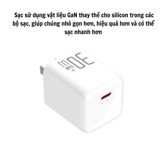 (Bộ sạc nhanh) Củ sạc nhanh 30W - Dây sạc nhanh 1.5m, Công nghệ Gan-An toàn Ổn định-Bảo vệ thiết bị-BH 2 Năm