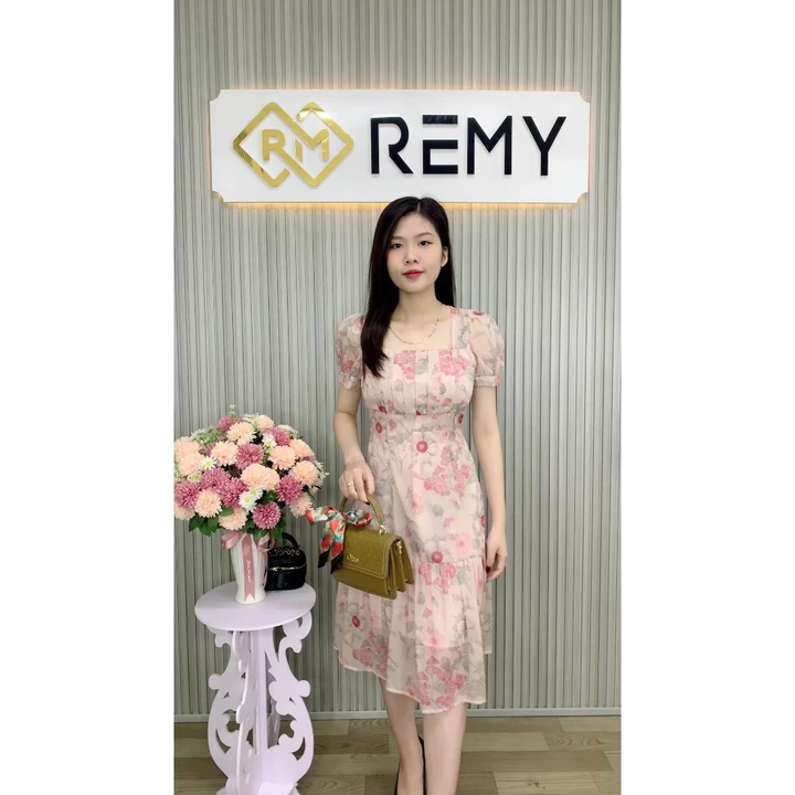 Váy Lụa Tơ, Váy Dự Tiệc, Váy Cổ Vuông, Xếp Ly Ngực, Váy Chữ A 2 Tầng - A32