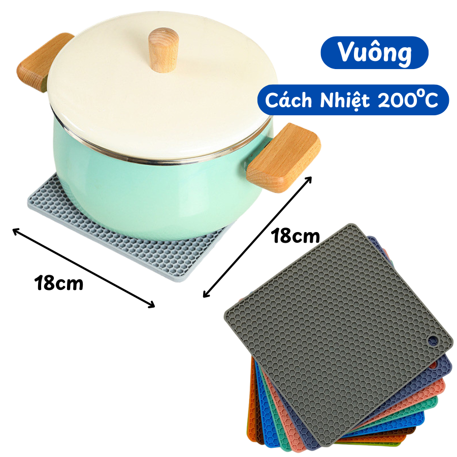 Miếng Lót Silicon Cách Nhiệt Tới 200 Độ C Cao Cấp, Tấm Lót Chống Xước Bếp Từ