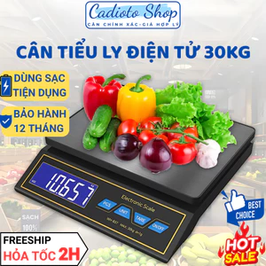 Cân điện tử 30kg WH-B37 – Cân nhà bếp tiểu ly 1g – Mặt inox – Dùng pin & sạc điện Bảo hành 12 tháng