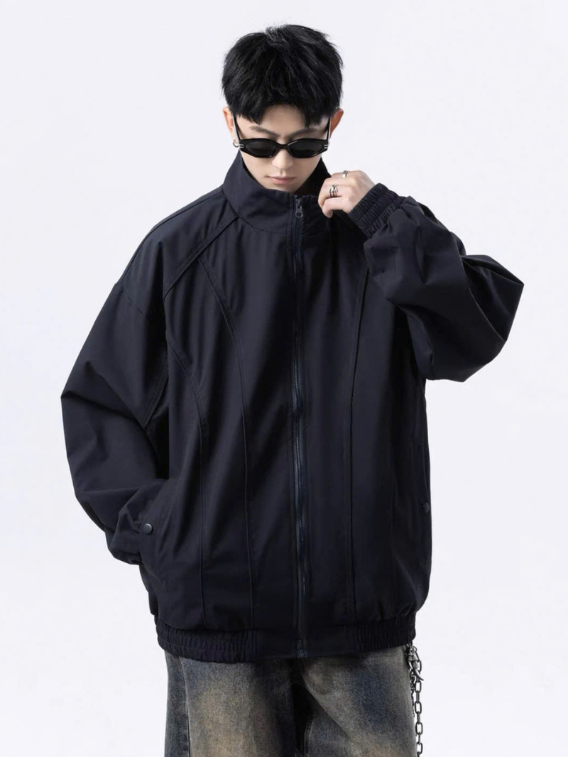 Áo Khoác Bomber Basic Chất Liệu Dù 2 Lớp Cao Cổ Cản Gió Chống Nước Có Túi Trong Jacket