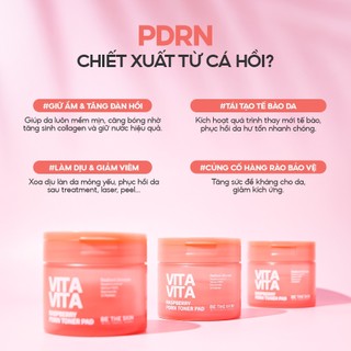 Toner Pad Dưỡng Sáng, Săn Chắc Da Vita Vita Raspberry PDRN BETHESKIN 60 Miếng