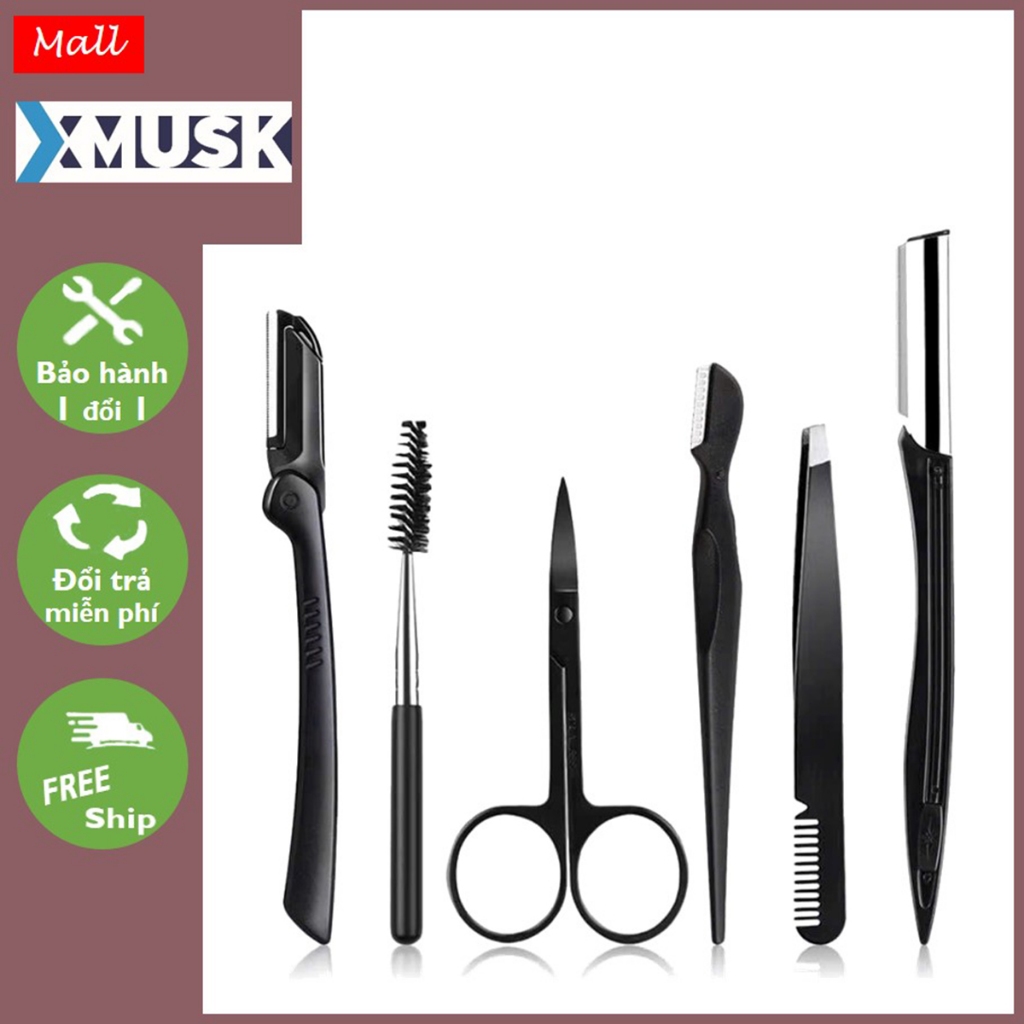 Dụng cụ cắt tỉa lông mày Xmusk tại nhà, Bộ dụng cụ 6 món làm lông mày chuyên dụng
