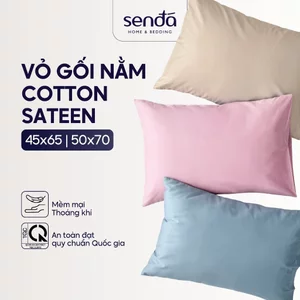 Vỏ gối Cotton Sateen 50x70 45x65 cm Sen Đá Home Bedding trơn màu, bao áo gối nằm cotton satin 50s cao cấp