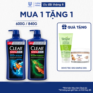 Dầu Gội Đầu CLEAR MEN Perfume Đánh Bay Gàu Ngứa Và Lưu Hương Nước Hoa Đẳng Cấp 600G/840G
