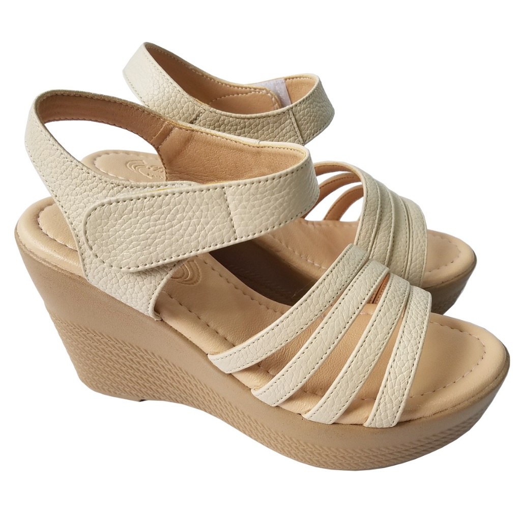 Giày Sandal Đế Xuồng BIGGBEN Da Bò Cao 9 Phân HKD981
