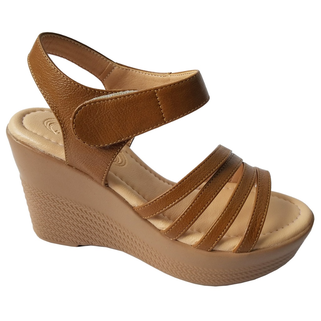 Giày Sandal Đế Xuồng BIGGBEN Da Bò Cao 9 Phân HKD981