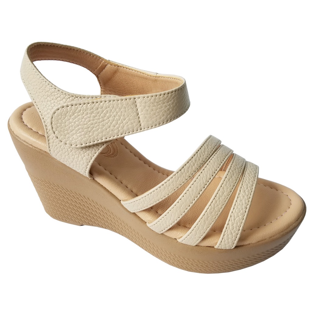 Giày Sandal Đế Xuồng BIGGBEN Da Bò Cao 9 Phân HKD981