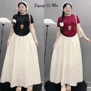 Set Đồ Bigsize Nữ Áo Thun Tay Ngắn Kèm Chân Váy Dài Suông Rộng Lên Phom Che Khuyết Điểm G244-CV422
