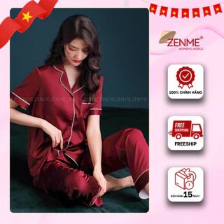 Bộ Đồ Ngủ Pijama Lụa Latin Cao Cấp ZENME Bộ Mặc Nhà Quần Dài Tay Ngắn Mềm Mịn Thoáng Mát PJD0322