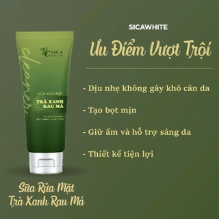 Sữa Rửa Mặt Trà Xanh Rau Má Sica White 100ml, hỗ trợ da dầu mụn, ngăn ngừa mụn, sạch dịu nhẹ - SICAWHITE