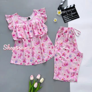 Đồ tole nữ, đồ bộ lanh mặc nhà lửng cánh tiên bèo ngực (43-75kg) có Bigsize - SHOP5SAO