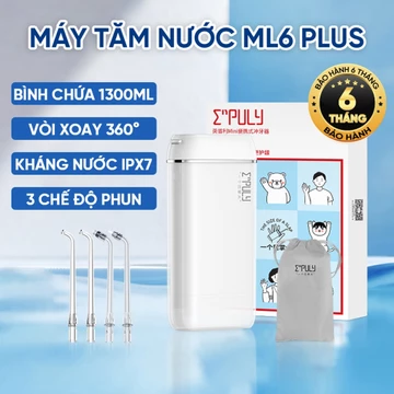 Máy Tăm Nước Cầm Tay Cao Cấp Enpuly ML6 Plus Áp Lực Mạnh, Làm Sạch Kẽ Răng, Tăm Nước Nhỏ Gọn Tiện Lợi Kèm 4 Đầu Tăm