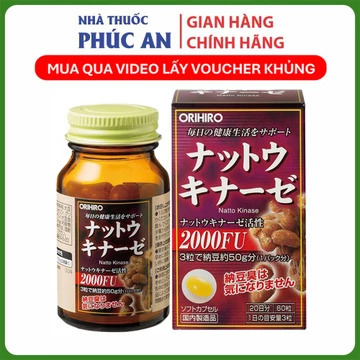 Viên Hỗ Trợ Ngăn Ngừa Đột Quỵ, Tai Biến Orihiro Natto 2000FU (Nattokinase Capsule) Nhật Bản 60 Viên