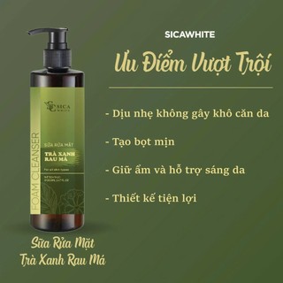 Sữa Rửa Mặt Trà Xanh Rau Má Sica White 200ml, hỗ trợ da dầu mụn, làm sạch da, ngăn ngừa mụn - SICAWHITE