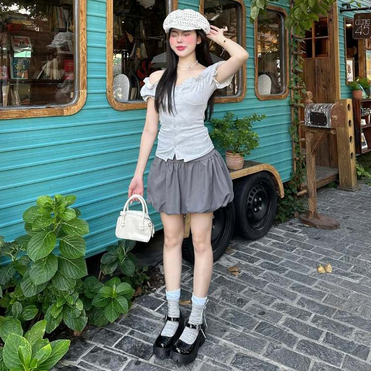 [XẢ KHO] Áo Kiểu Nữ Trễ Vai Tay Bồng Có Dây Thắt Eo Mùa Hè Giveme.clothing_saigon