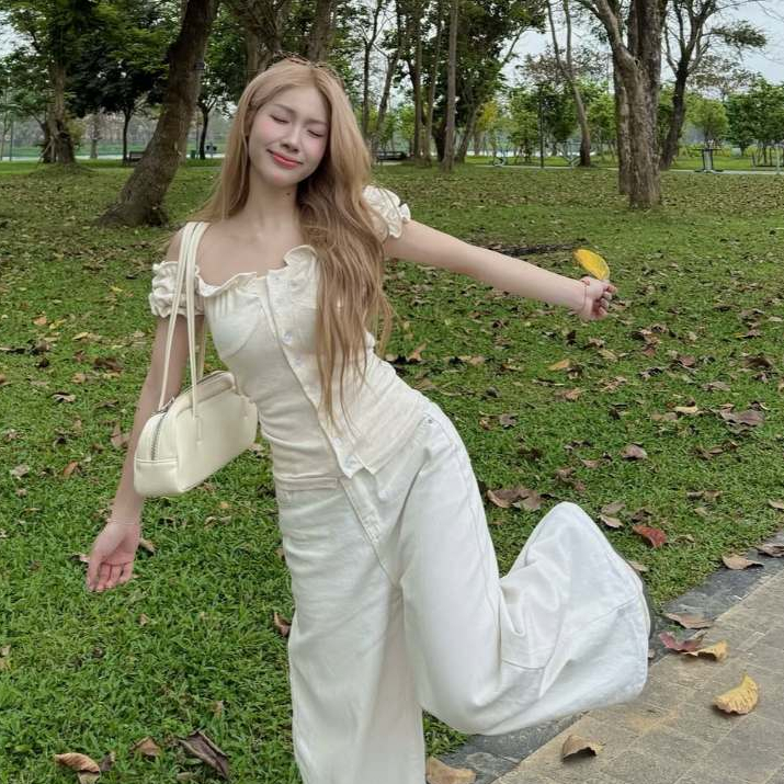 [XẢ KHO] Áo Kiểu Nữ Trễ Vai Tay Bồng Có Dây Thắt Eo Mùa Hè Giveme.clothing_saigon