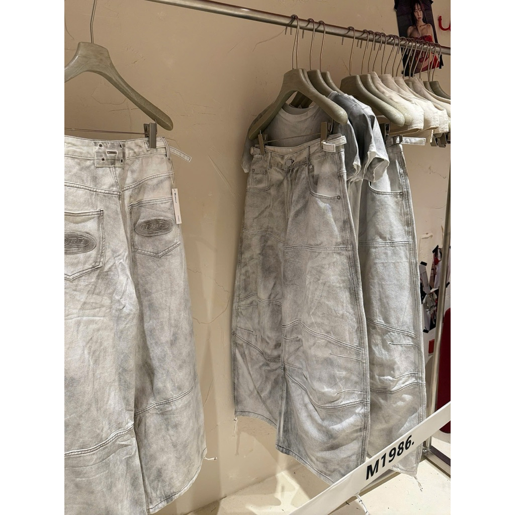 Quần jeans Badblood suông thụng loang bẩn