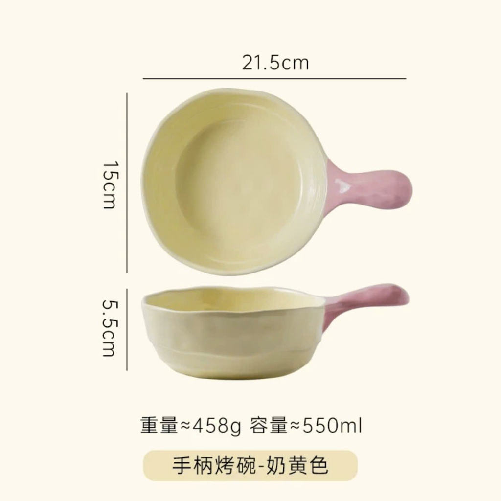 Bát Dẹt Có Tay Cầm Bằng Sứ Màu Pastel Siêu Xinh