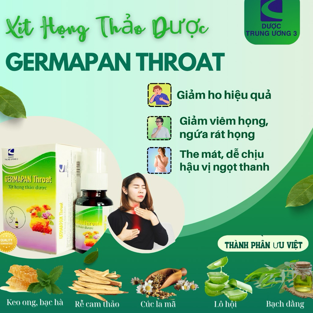 ✅[Hàng chính hãng] Xịt họng thảo dược Cúc la mã, bạc hà cam thảo giảm ho hiệu quả lọ 20 ml