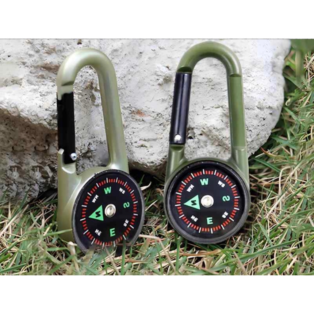 Móc khóa đa năng kèm la bàn_Compass Thermometer Carabiner