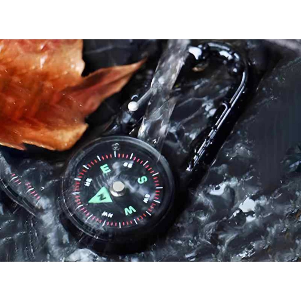 Móc khóa đa năng kèm la bàn_Compass Thermometer Carabiner