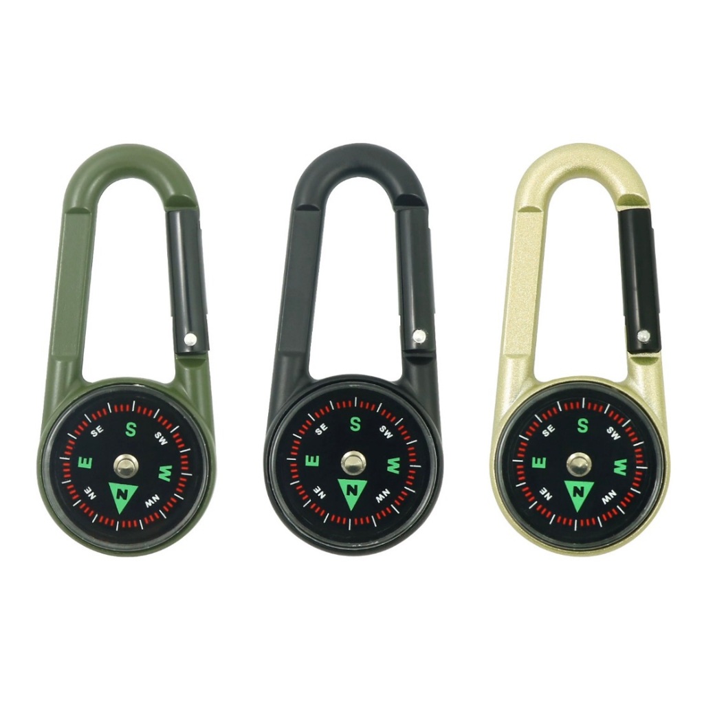 Móc khóa đa năng kèm la bàn_Compass Thermometer Carabiner
