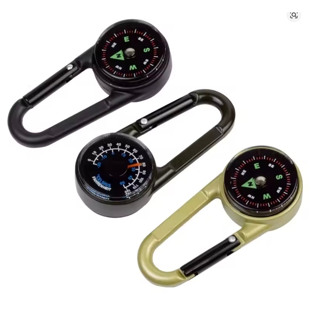 Móc khóa đa năng kèm la bàn_Compass Thermometer Carabiner