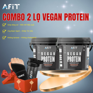 Combo 2 hộp bột đạm thực vật Afit Vegan Protein - Bổ sung protein thuần chay 2kg + quà