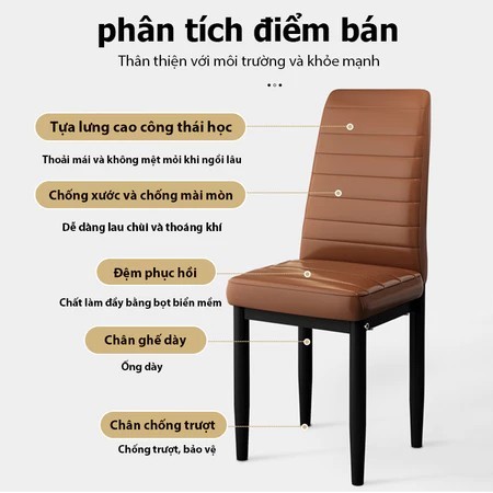 ALOVE Ghe an tua lung phong cach Bac Au thiet ke toi gian chan go sat ben dep phu hop moi khong gian | BigBuy360 - bigbuy360.vn