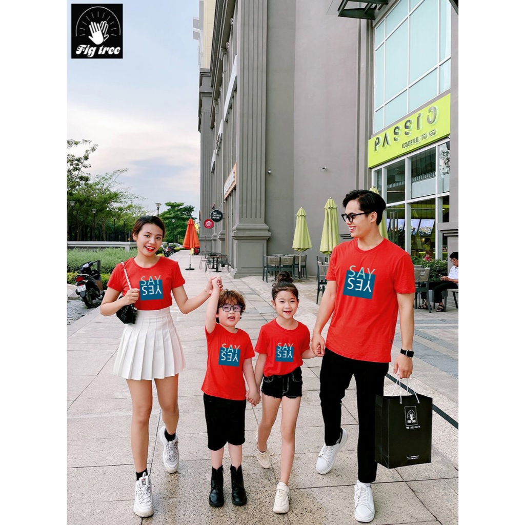 Đồng Phục Áo Thun Gia Đình Fig Tree in SAY YES Nổi Bật Cho Gia Đình Đi Chơi, Đi Du Lịch Năng Động