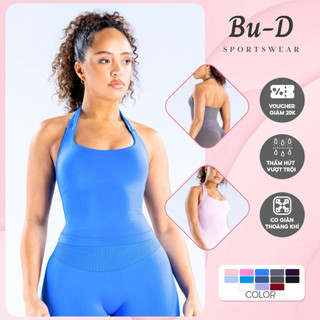 Áo tập gym nữ, tập yoga cổ yếm chất dệt kim cao cấp nâng V1 tốt, co giãn 4 chiều (imyd)