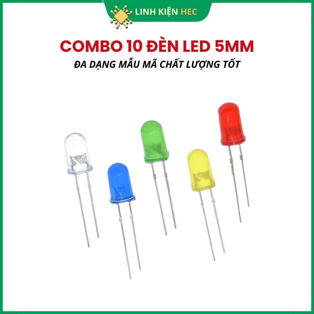 Combo 10 đèn LED 5mm đủ các màu, đa dạng mẫu mã chất lượng cao linh ...
