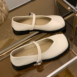 Giày búp bê nữ lolita mũi vuông đế 3cm chất da mền êm chân siêu đẹp mã 100