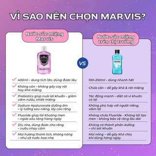 Nước Súc Miệng Marvis 400ml Bổ Sung Men Vi Sinh, Ngăn Ngừa Hôi Miệng, Làm Trắng Răng & Dưỡng Ẩm Nướu