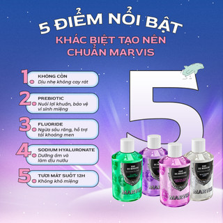 Nước Súc Miệng Marvis 400ml Bổ Sung Men Vi Sinh, Ngăn Ngừa Hôi Miệng, Làm Trắng Răng & Dưỡng Ẩm Nướu
