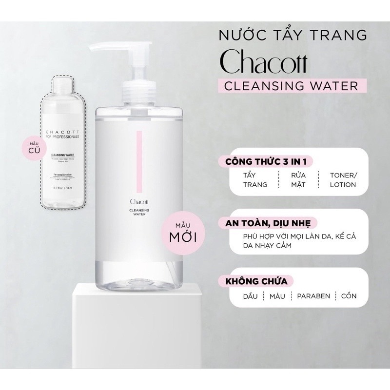 Nước tẩy trang Chacott Cleansing Water 500ml Nội địa Nhật Mẫu 2025