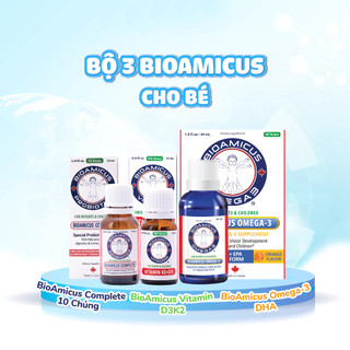 Bộ Ba BioAmicus Cho Bé - BioAmicus Complete 10 Chủng, BioAmicus Vitamin K2 & D3 Và BioAmicus Omega-3 DHA