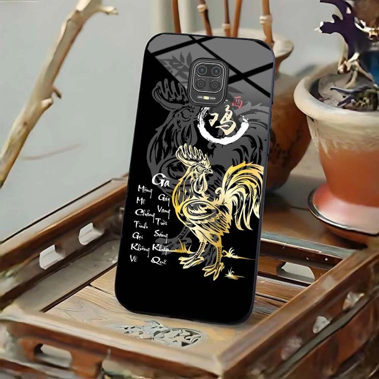Ốp Lưng Cho XIAOMI REDMI NOTE 9, NOTE 9S, NOTE 9 PRO Mặt Lưng Kính Cường Lực 12 Con Giáp Thư Pháp