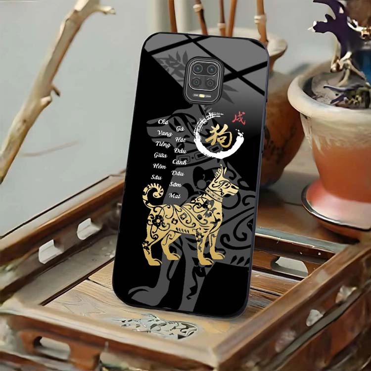 Ốp Lưng Cho XIAOMI REDMI NOTE 9, NOTE 9S, NOTE 9 PRO Mặt Lưng Kính Cường Lực 12 Con Giáp Thư Pháp