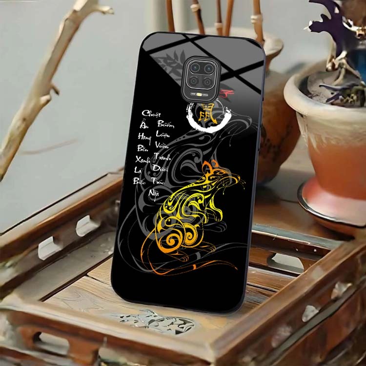 Ốp Lưng Cho XIAOMI REDMI NOTE 9, NOTE 9S, NOTE 9 PRO Mặt Lưng Kính Cường Lực 12 Con Giáp Thư Pháp