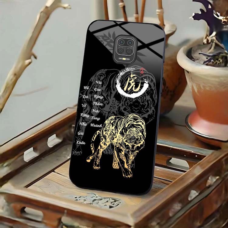Ốp Lưng Cho XIAOMI REDMI NOTE 9, NOTE 9S, NOTE 9 PRO Mặt Lưng Kính Cường Lực 12 Con Giáp Thư Pháp