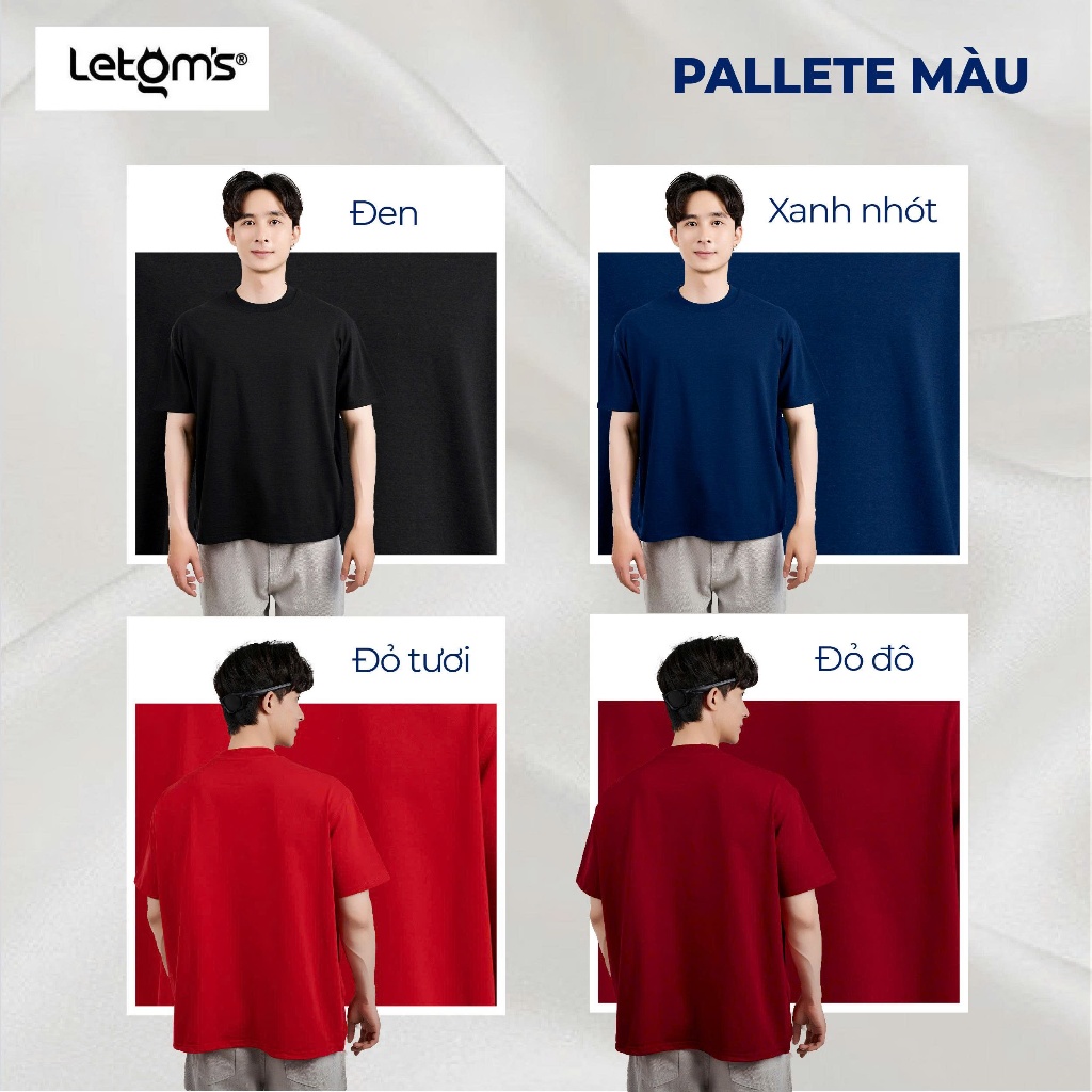 Áo Thun Nam Form Boxy LeTom's, Cotton 250GSM, Co Giãn, Thấm Hút, Form Rộng, Nhiều Màu Hot Trend