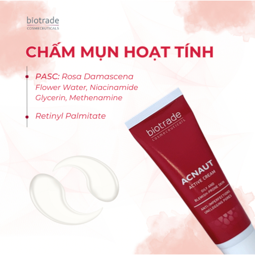 Kem Chấm Mụn Biotrade Acnaut Active Cream 15ml cho da mụn sưng - bọc - chưa lên nhân ngừa thâm mụn