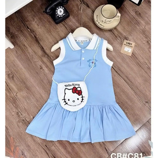 Váy Hellokitty cổ Polo cho bé gái đi học, đi chơi (9-35kg) chất cotton mềm