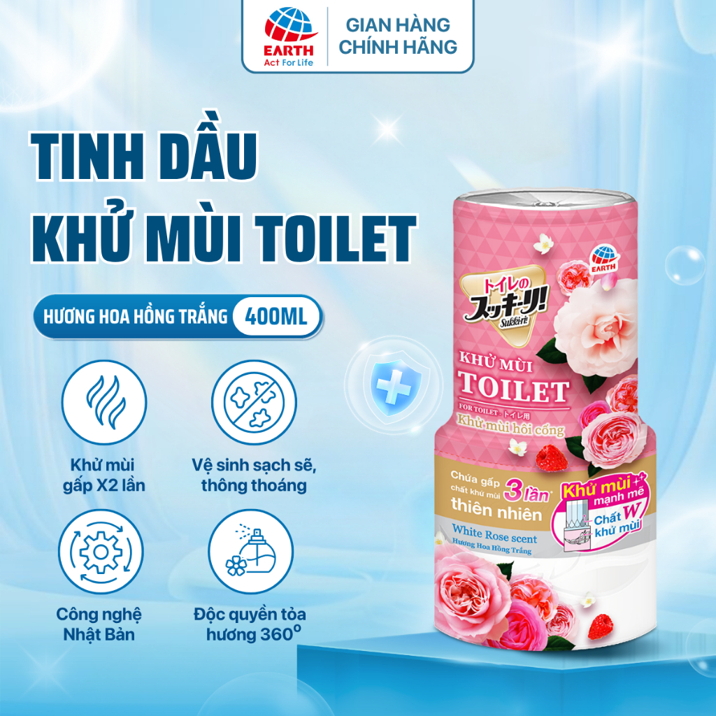 Lọ Thơm Phòng Vệ Sinh Sukkiri 400Ml – Hương Hoa Hồng Trắng Nhẹ Dịu - Hình Ảnh Thực Tế