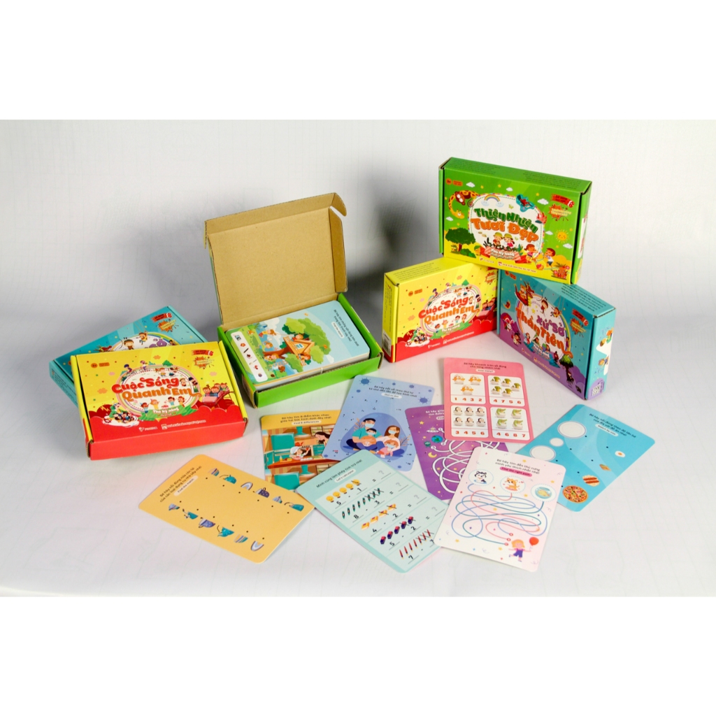 Combo 3 Bộ thẻ (tổng 300 game) phát triển trí não cho bé 3-7t, xóa được, chơi được nhiều lần