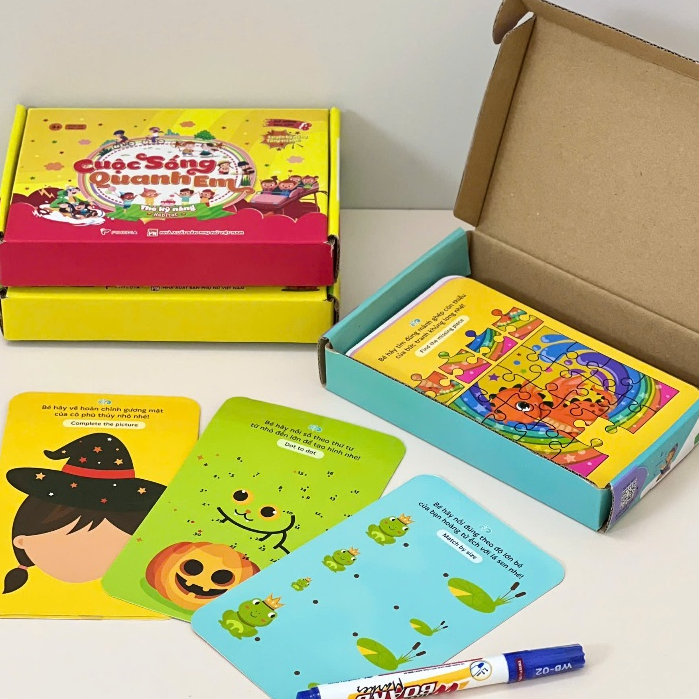 Combo 3 Bộ thẻ (tổng 300 game) phát triển trí não cho bé 3-7t, xóa được, chơi được nhiều lần